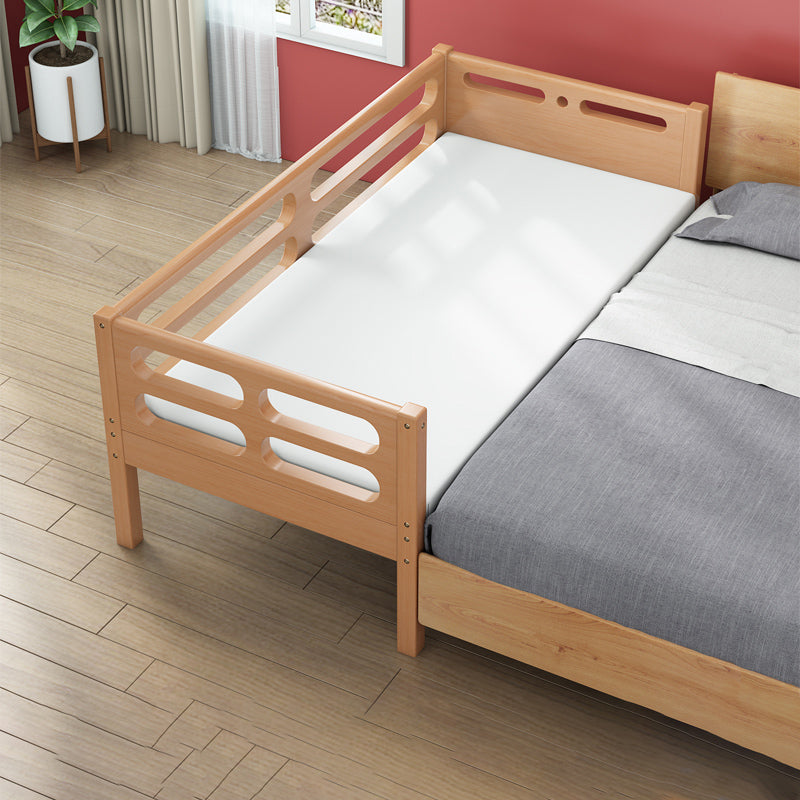Natural Contemporary Solid Wood Nursery Bed with Guardrail for Bedroom