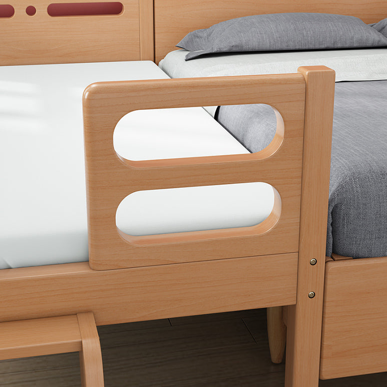 Natural Contemporary Solid Wood Nursery Bed with Guardrail for Bedroom