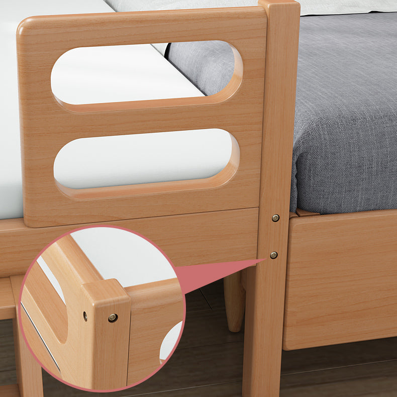 Natural Contemporary Solid Wood Nursery Bed with Guardrail for Bedroom