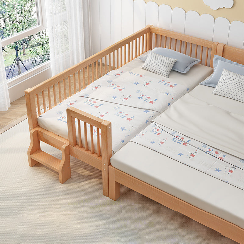 Solid Wood Contemporary Washed Nursery Bed with Guardrail for Bedroom