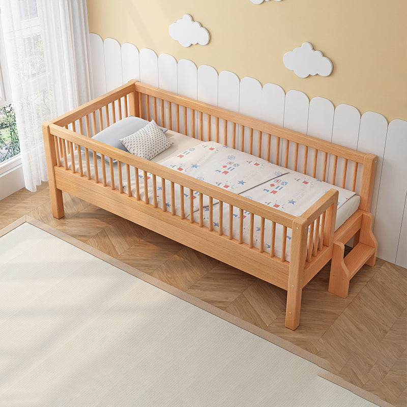 Solid Wood Contemporary Washed Nursery Bed with Guardrail for Bedroom