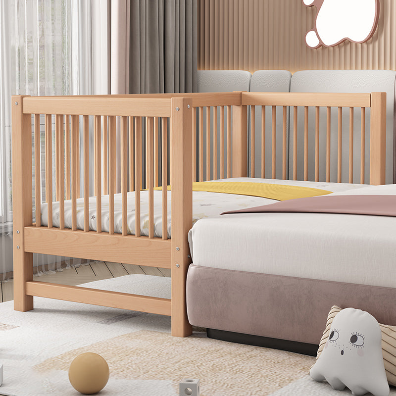 Solid Wood Contemporary Washed Nursery Crib Brown with Guardrail