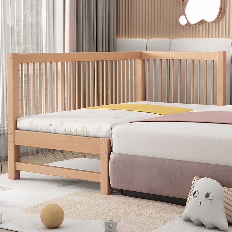 Solid Wood Contemporary Washed Nursery Crib Brown with Guardrail