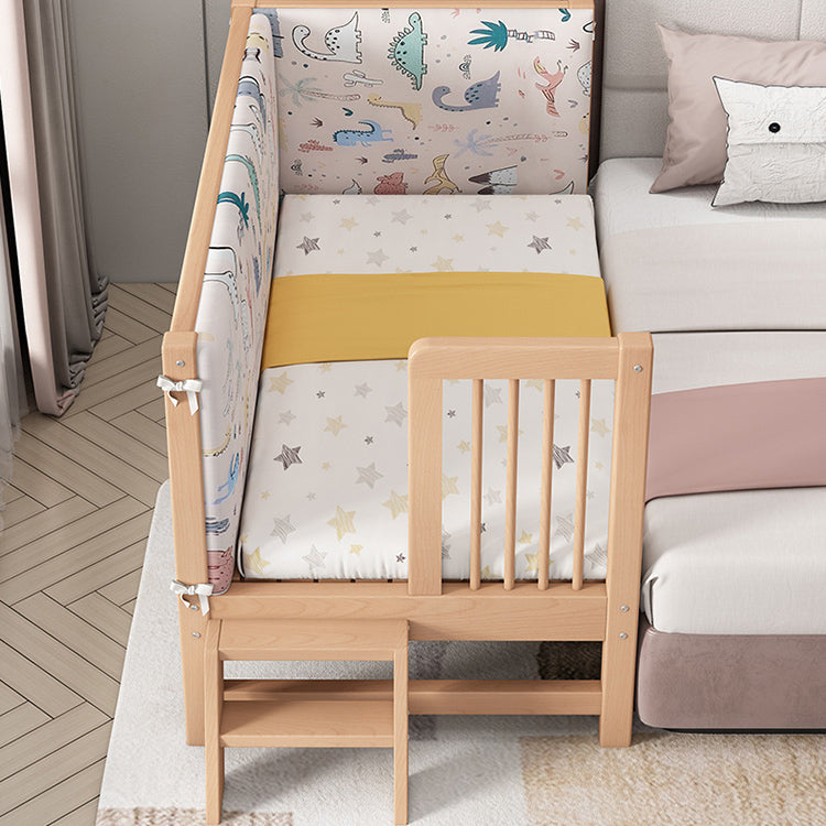 Solid Wood Contemporary Washed Nursery Crib Brown with Guardrail