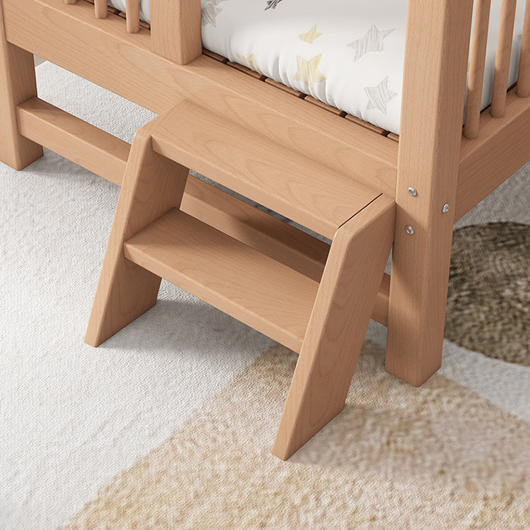Solid Wood Contemporary Washed Nursery Crib Brown with Guardrail