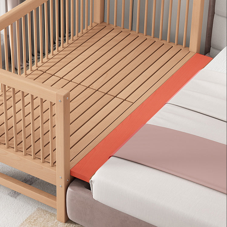 Solid Wood Contemporary Washed Nursery Crib Brown with Guardrail