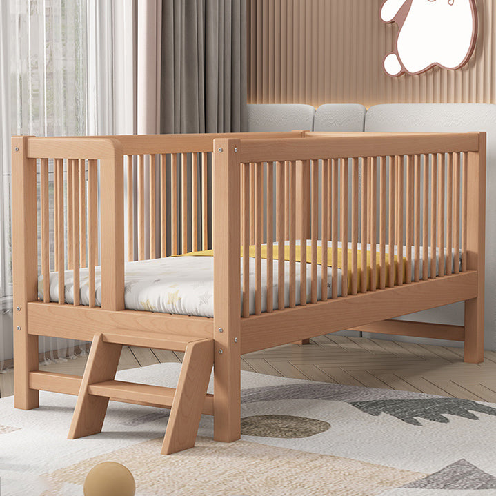 Solid Wood Contemporary Washed Nursery Crib Brown with Guardrail