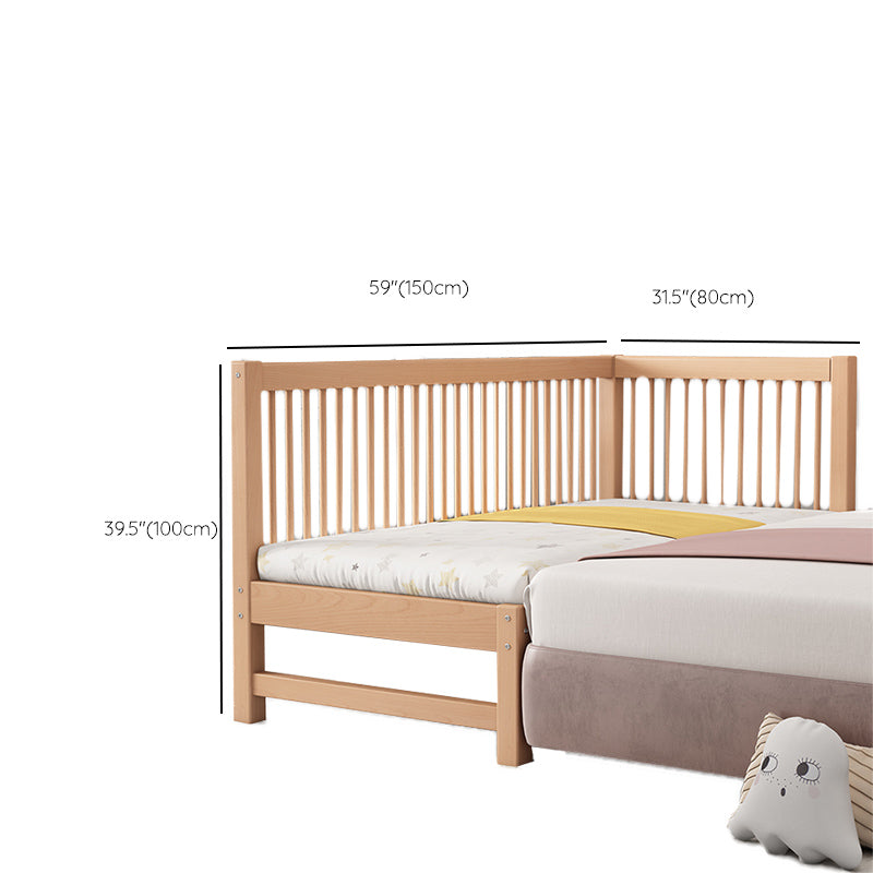 Solid Wood Contemporary Washed Nursery Crib Brown with Guardrail