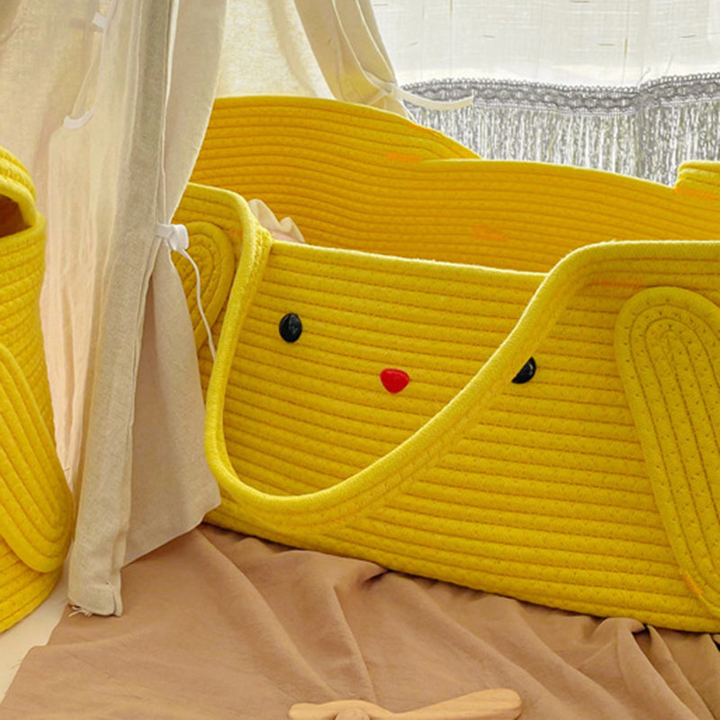 Contemporary Oval Portable Carrier Moses Basket in Yellow/Blue for Baby