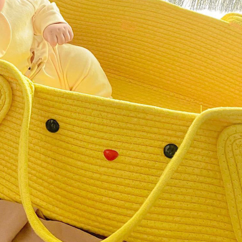 Contemporary Oval Portable Carrier Moses Basket in Yellow/Blue for Baby