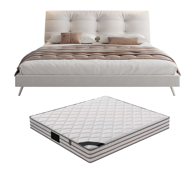 Glam Solid Color Rectangular Standard Bed Metal and Upholstered Bed Frame