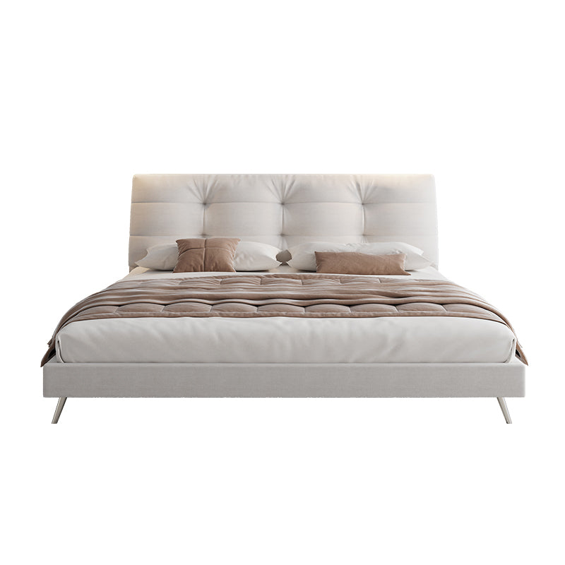 Glam Solid Color Rectangular Standard Bed Metal and Upholstered Bed Frame