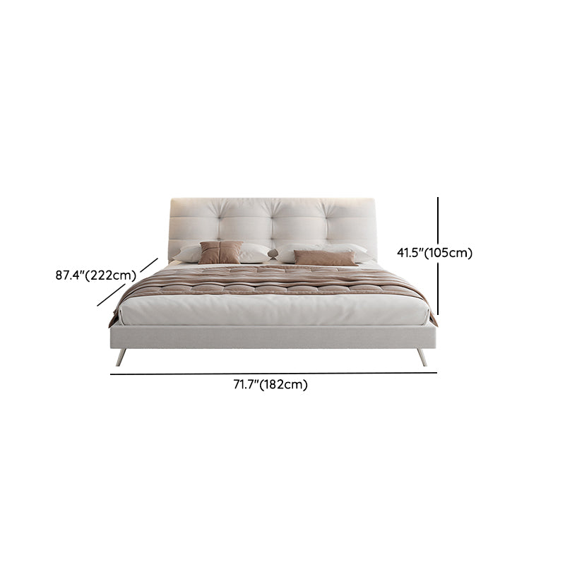 Glam Solid Color Rectangular Standard Bed Metal and Upholstered Bed Frame