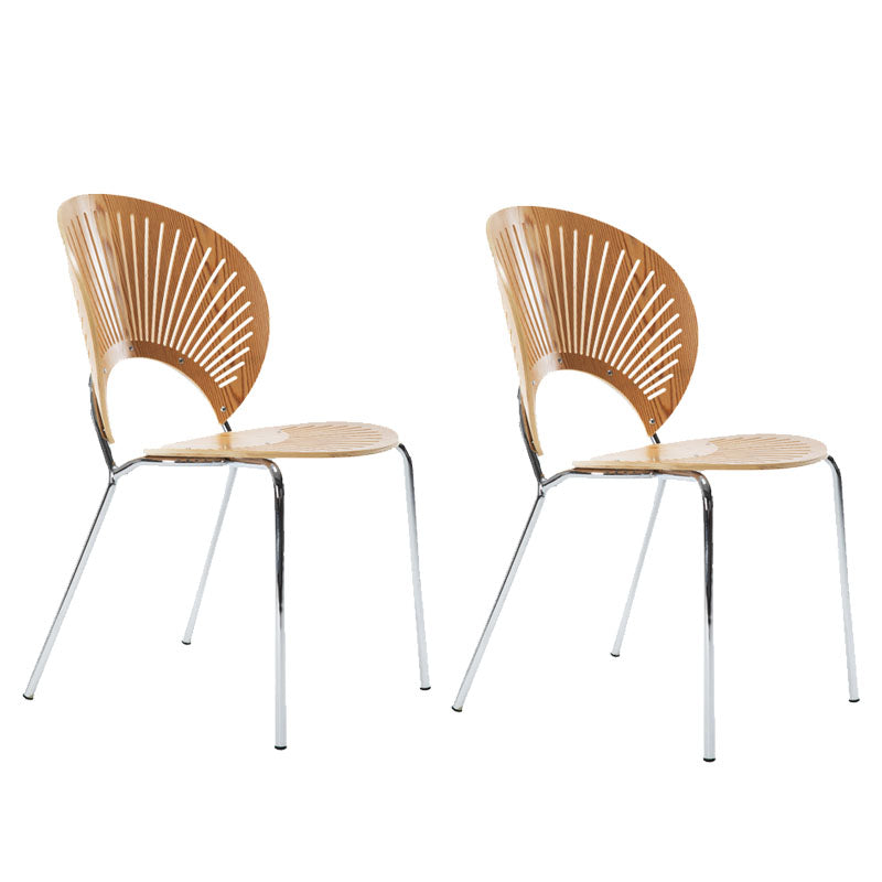Modern Style Dining Chair Wooden Open Back Side Chair for Dining Room