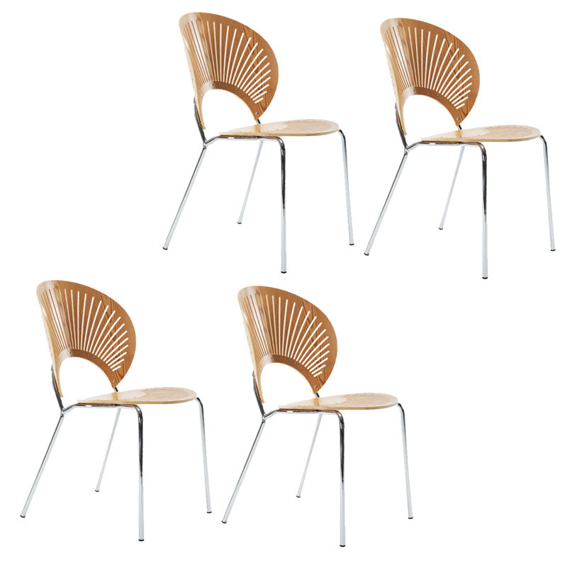 Modern Style Dining Chair Wooden Open Back Side Chair for Dining Room