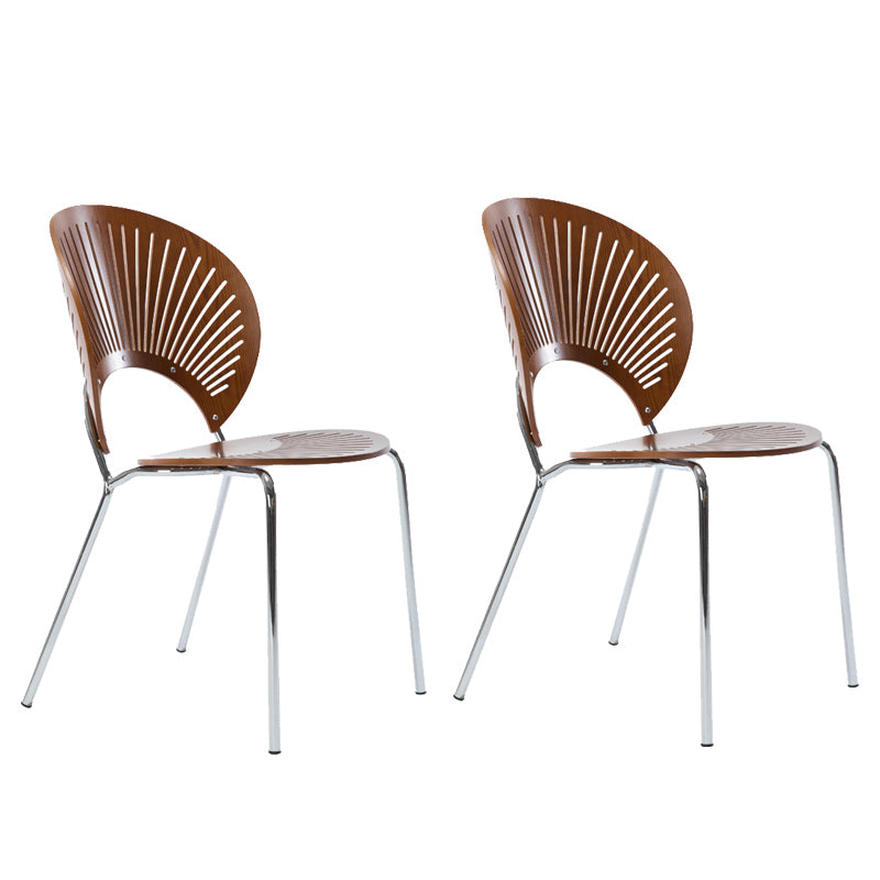 Modern Style Dining Chair Wooden Open Back Side Chair for Dining Room