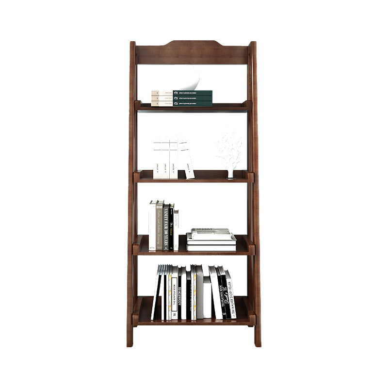 Modern Walnut Open Book Shelf Ladder Shelf Bookcase for Study Room