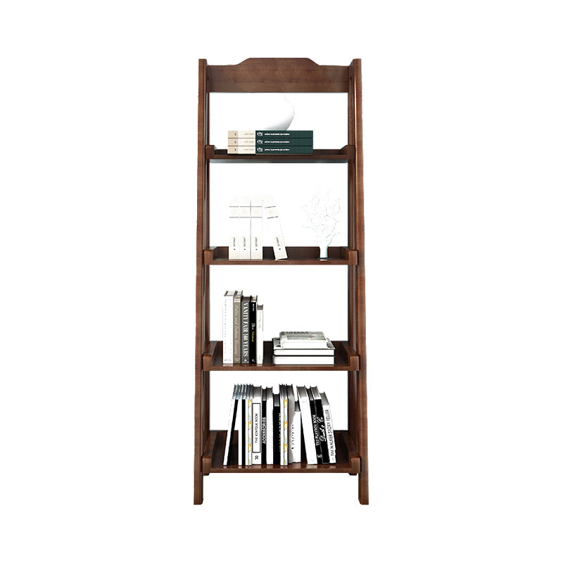 Modern Walnut Open Book Shelf Ladder Shelf Bookcase for Study Room