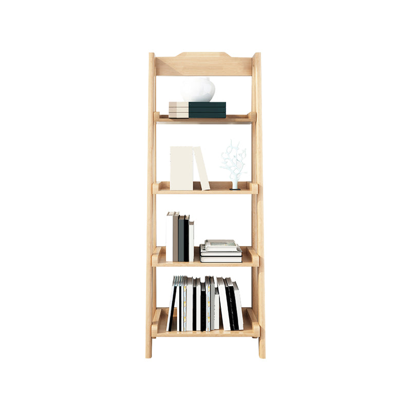 Modern Walnut Open Book Shelf Ladder Shelf Bookcase for Study Room