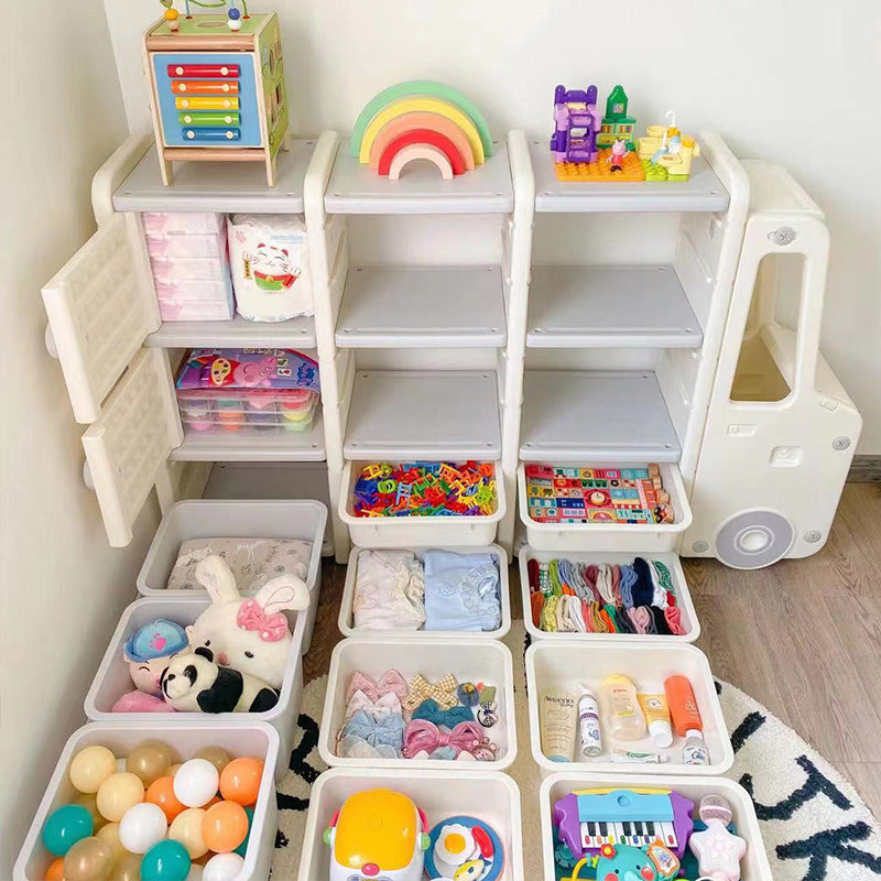 Modern Plastic Standard Kids Bookcase Open Back in Car Theme