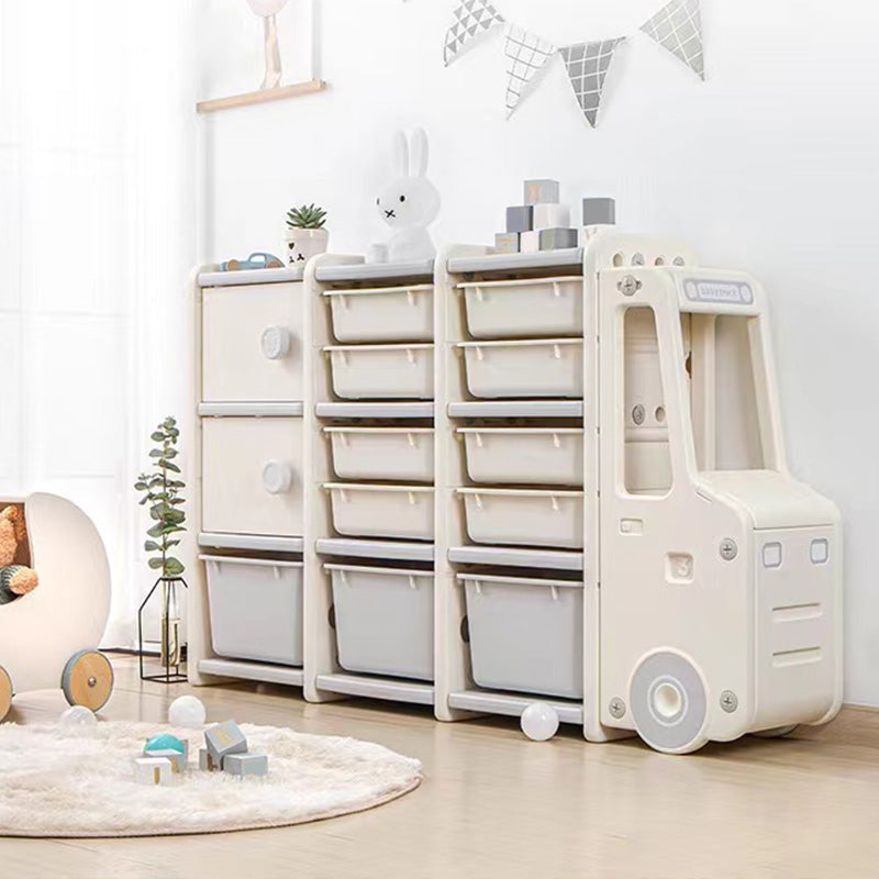 Modern Plastic Standard Kids Bookcase Open Back in Car Theme