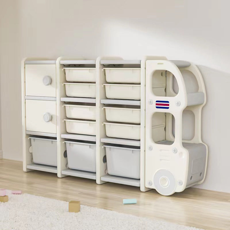 Modern Plastic Standard Kids Bookcase Open Back in Car Theme