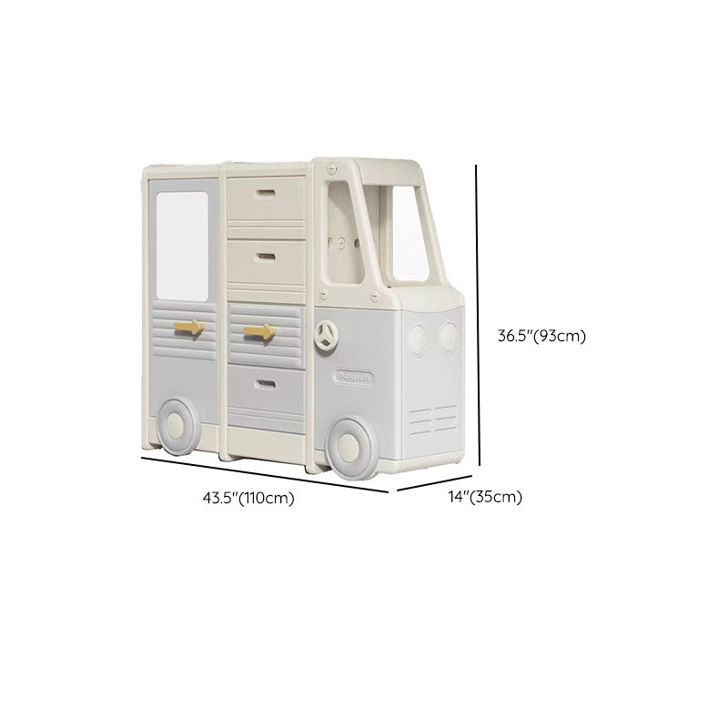 Modern Plastic Standard Kids Bookcase Open Back in Car Theme