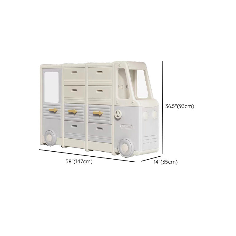 Modern Plastic Standard Kids Bookcase Open Back in Car Theme