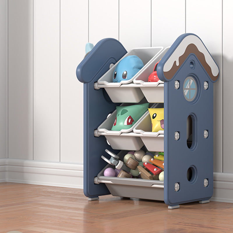 Contemporary Dollhouse Plastic Storage Bookcase Freestanding Closed Back Non-Skid