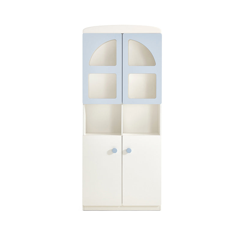 Two Doors Standard Manufactured Wood Bookcase in White and Blue