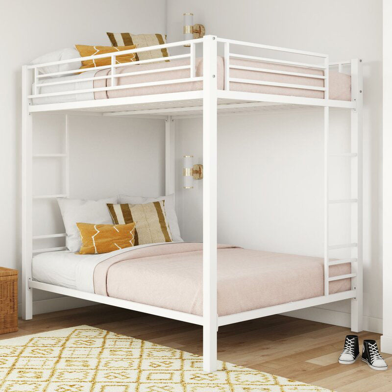 Contemporary Bunk Bed Metal Headboard with Guardrails No Theme Slat Kids Bed