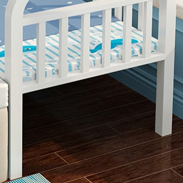 White/Black Kids Bed Contemporary Metal Standard Bed with Guardrail