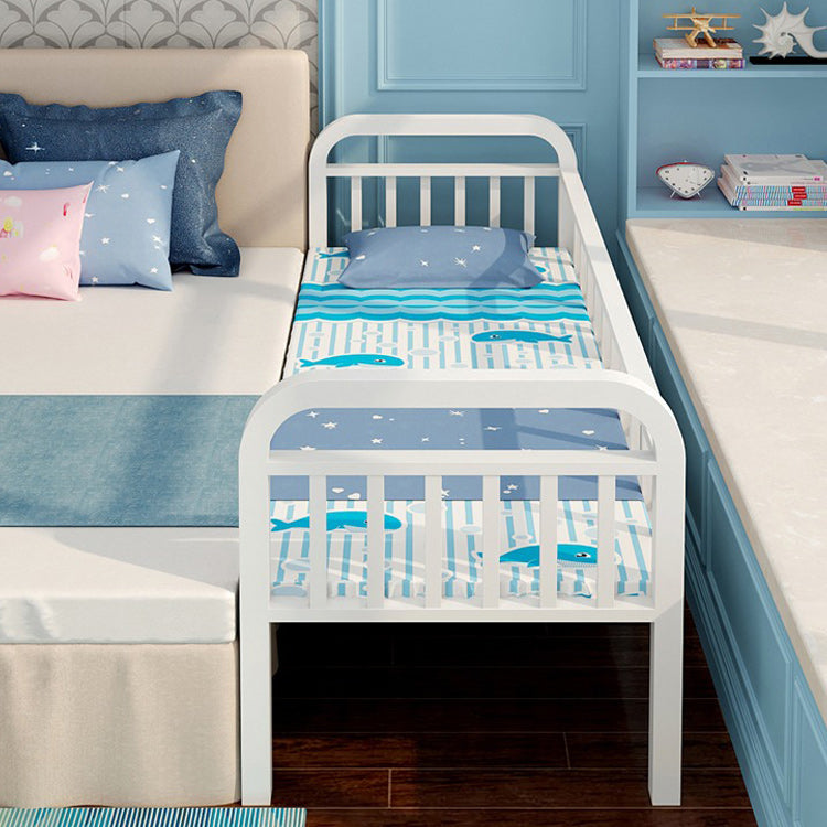 White/Black Kids Bed Contemporary Metal Standard Bed with Guardrail