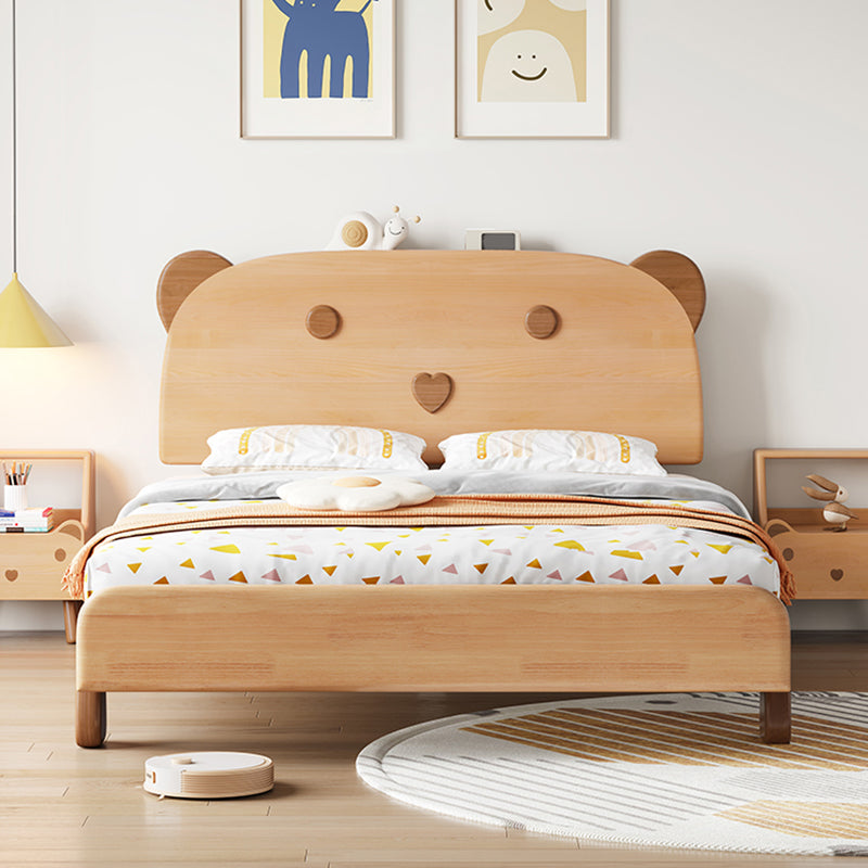 Modern Solid Wood Platform Bed Natural Bed Frame Animals Kids Bed