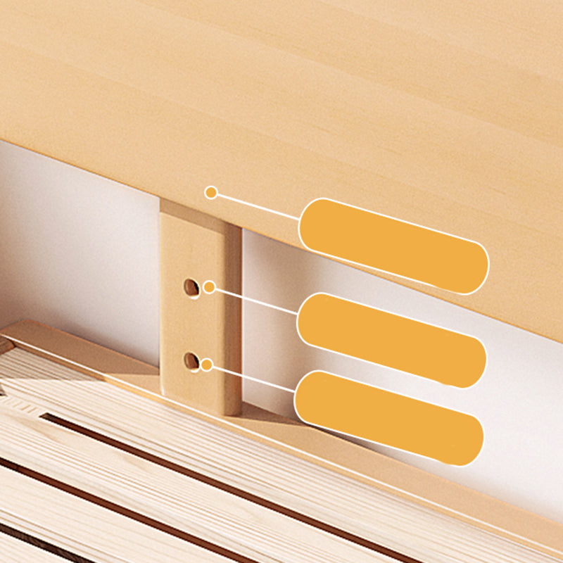 Modern Solid Wood Platform Bed Natural Bed Frame with Panel Headboard