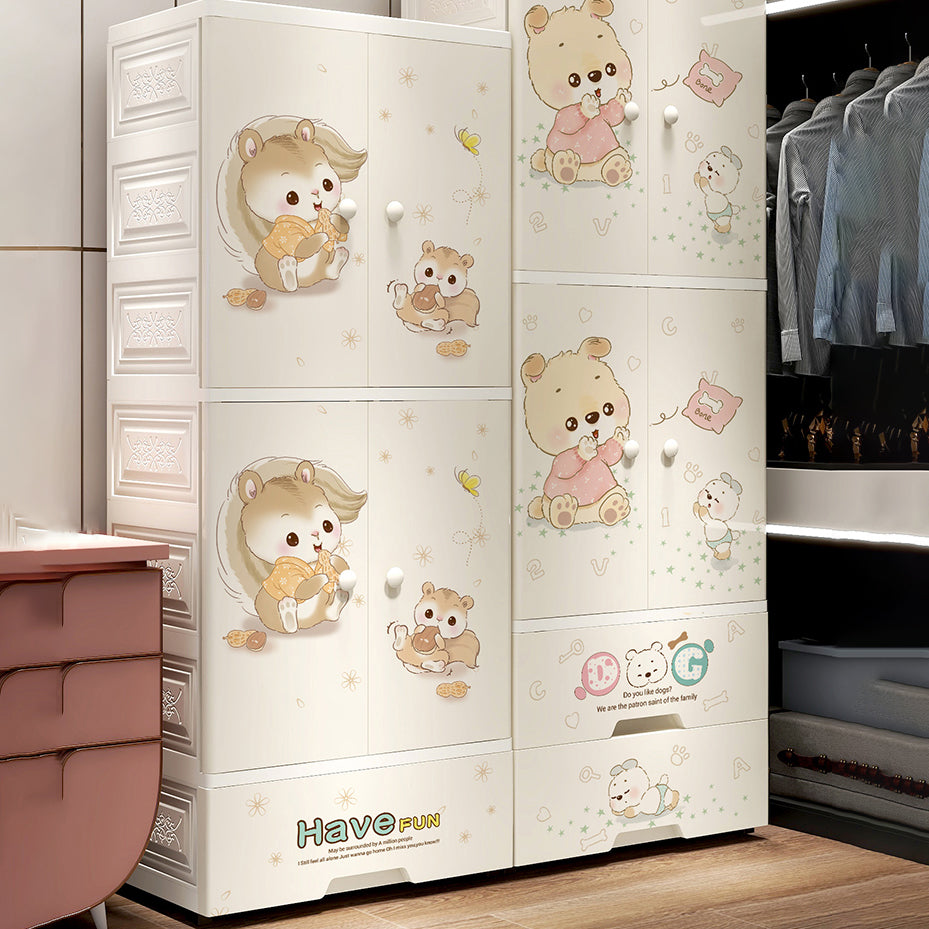 White Modern Kids Closet Plastic High Gloss 2-Door Coat Locker