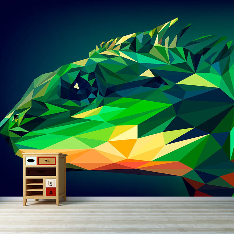Animal Illustration Pattern Mildew Wall Mural Horizontalt for Living Room