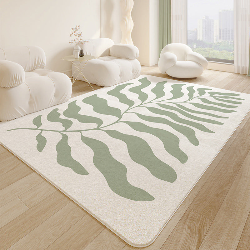 Modern Minimalist Line Rug White Imitation Cashmere Indoor Rug Non-slip Carpet for Bedroom