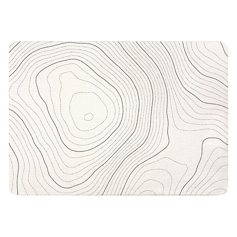 Modern Minimalist Line Rug White Imitation Cashmere Indoor Rug Non-slip Carpet for Bedroom
