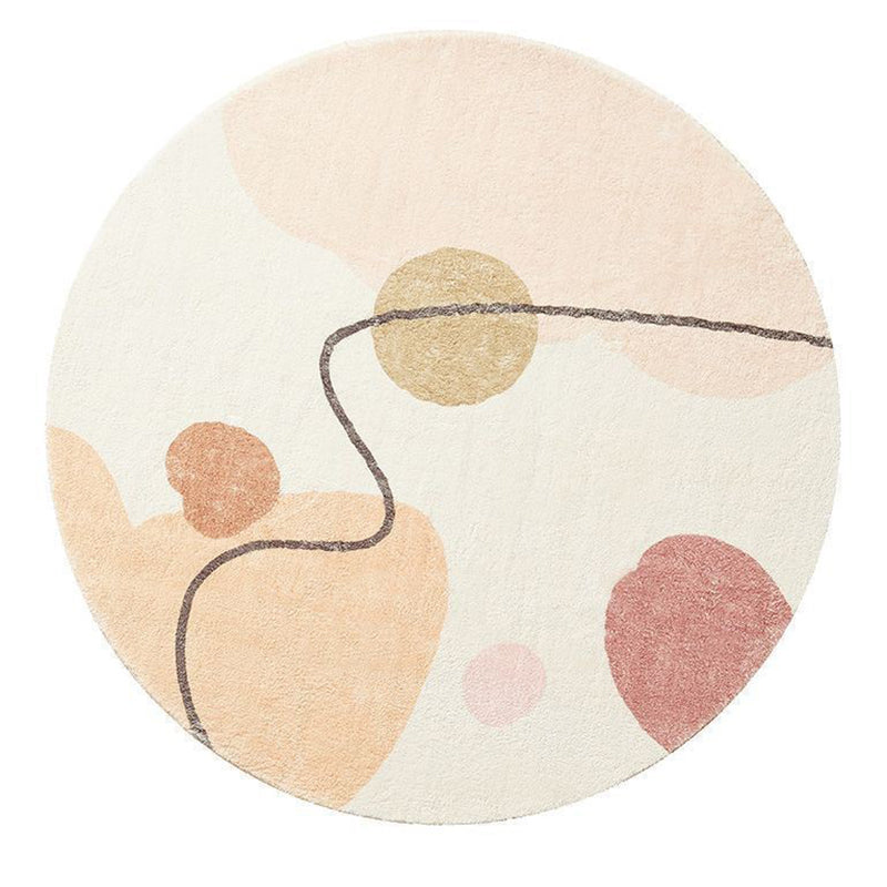 Modern Simple Line Rug Round Imitation Cashmere Area Carpet Absorbent Non-slip Rug for Living Room