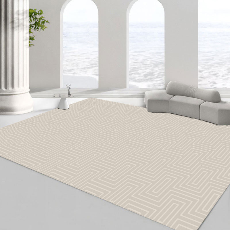 Modern Minimalist Line Rug Square Loop Pile Rug Absorbent Non-slip Area Carpet for Living Room