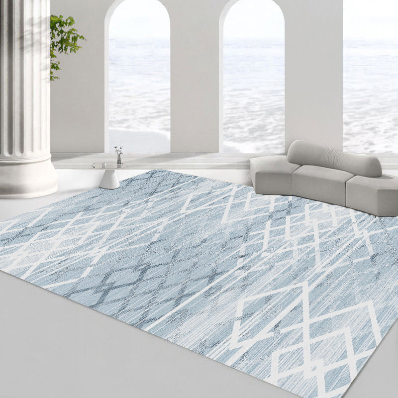 Modern Minimalist Line Rug Square Loop Pile Rug Absorbent Non-slip Area Carpet for Living Room