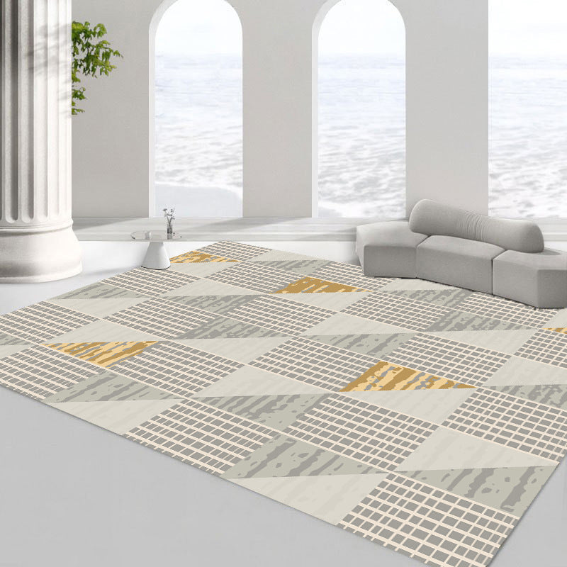 Modern Minimalist Line Rug Square Loop Pile Rug Absorbent Non-slip Area Carpet for Living Room