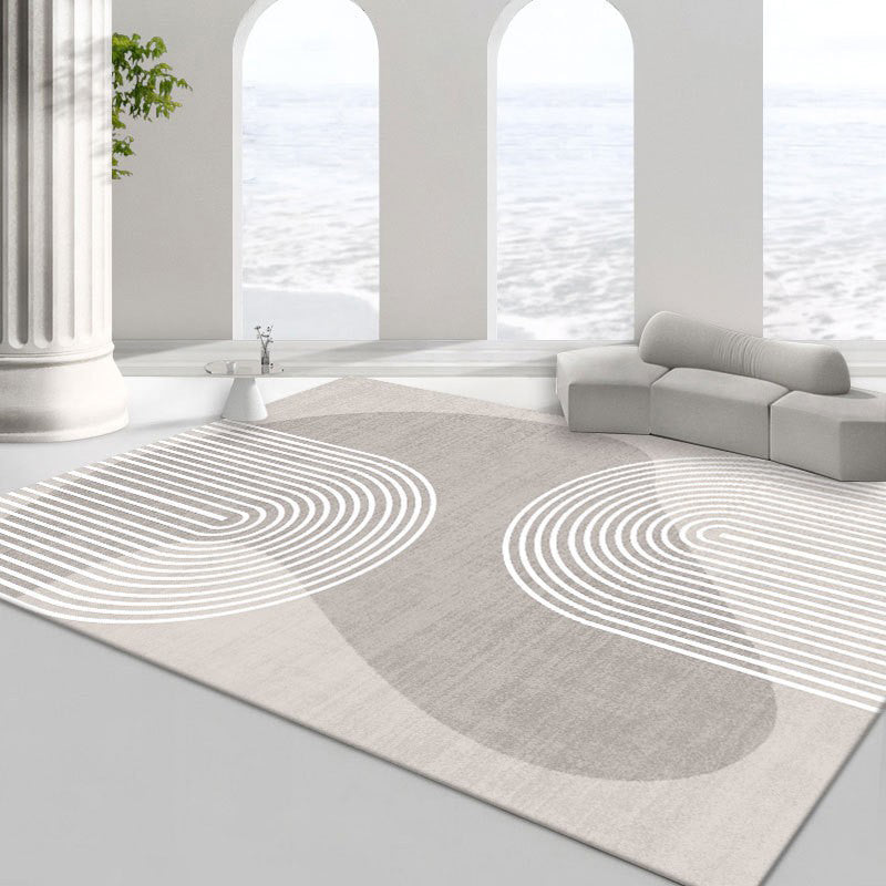 Modern Minimalist Line Rug Square Loop Pile Rug Absorbent Non-slip Area Carpet for Living Room