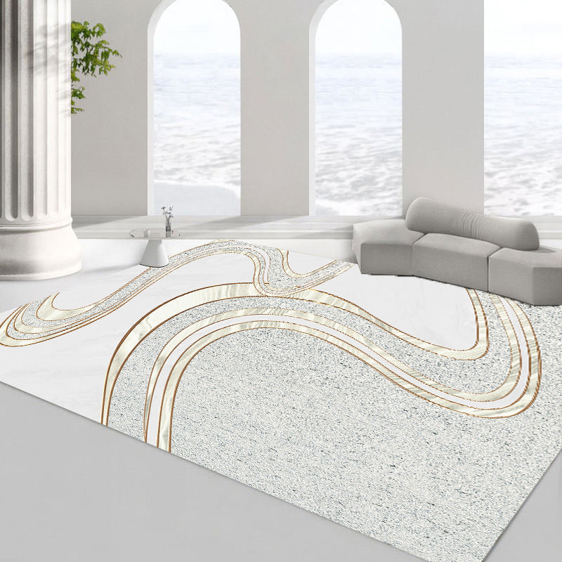 Modern Minimalist Line Rug Square Loop Pile Rug Absorbent Non-slip Area Carpet for Living Room