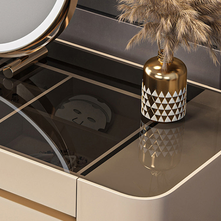 17" Wide Glam Vanity Table Glass Black Make-up Vanity with Drawer