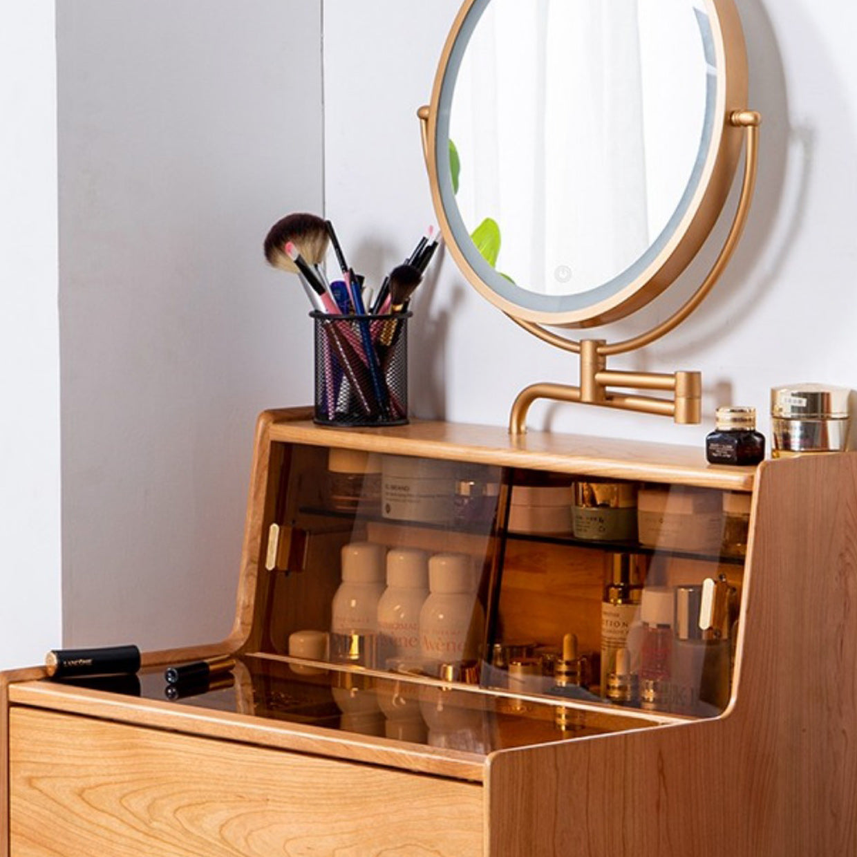 16" Wide Contemporary Vanity Table Solid Wood Make-up Vanity with Drawer