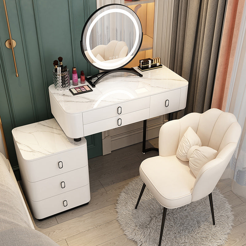 Solid Wood Makeup Counter Adjustable Mirror Vanity Dressing Table with Drawer