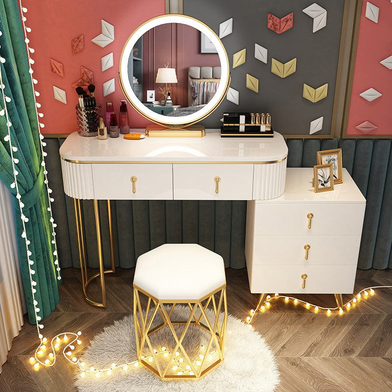 Wooden Makeup Counter Adjustable Mirror Vanity Dressing Table with Drawer