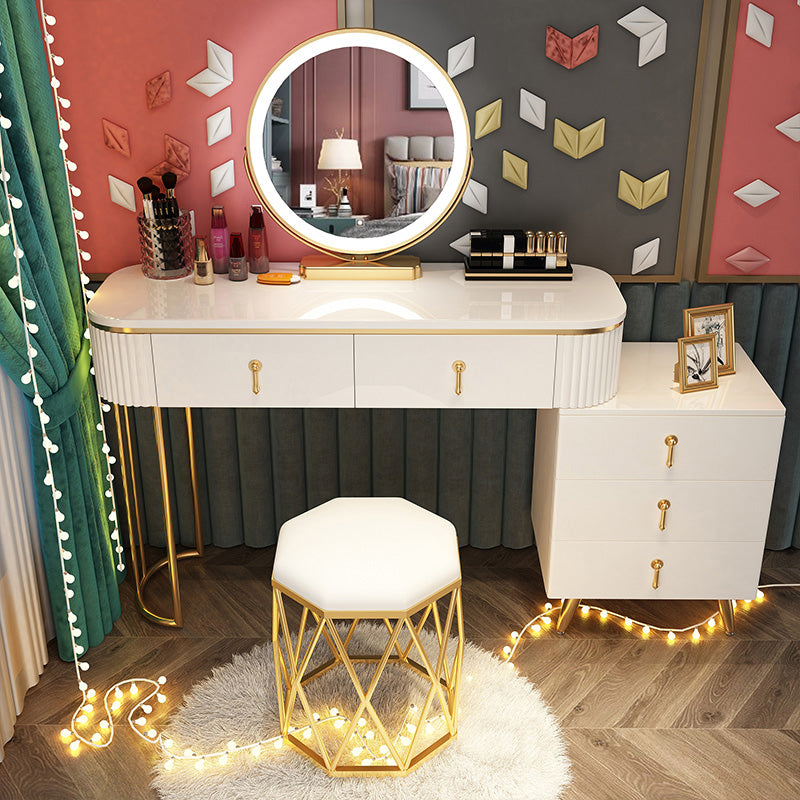 Wooden Makeup Counter Adjustable Mirror Vanity Dressing Table with Drawer